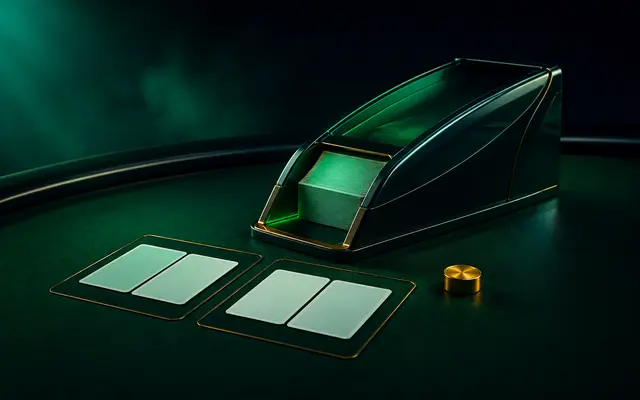 A baccarat table in the PLANBET live room